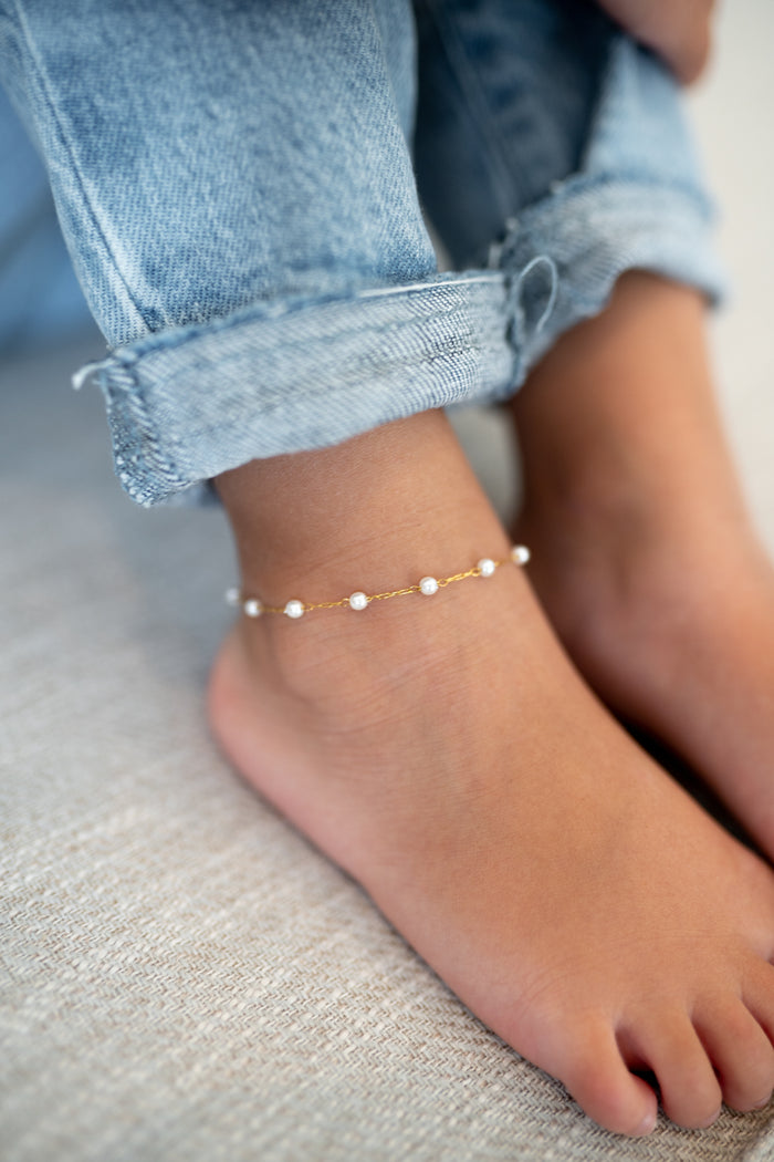 Gold Pearl Chain Anklet