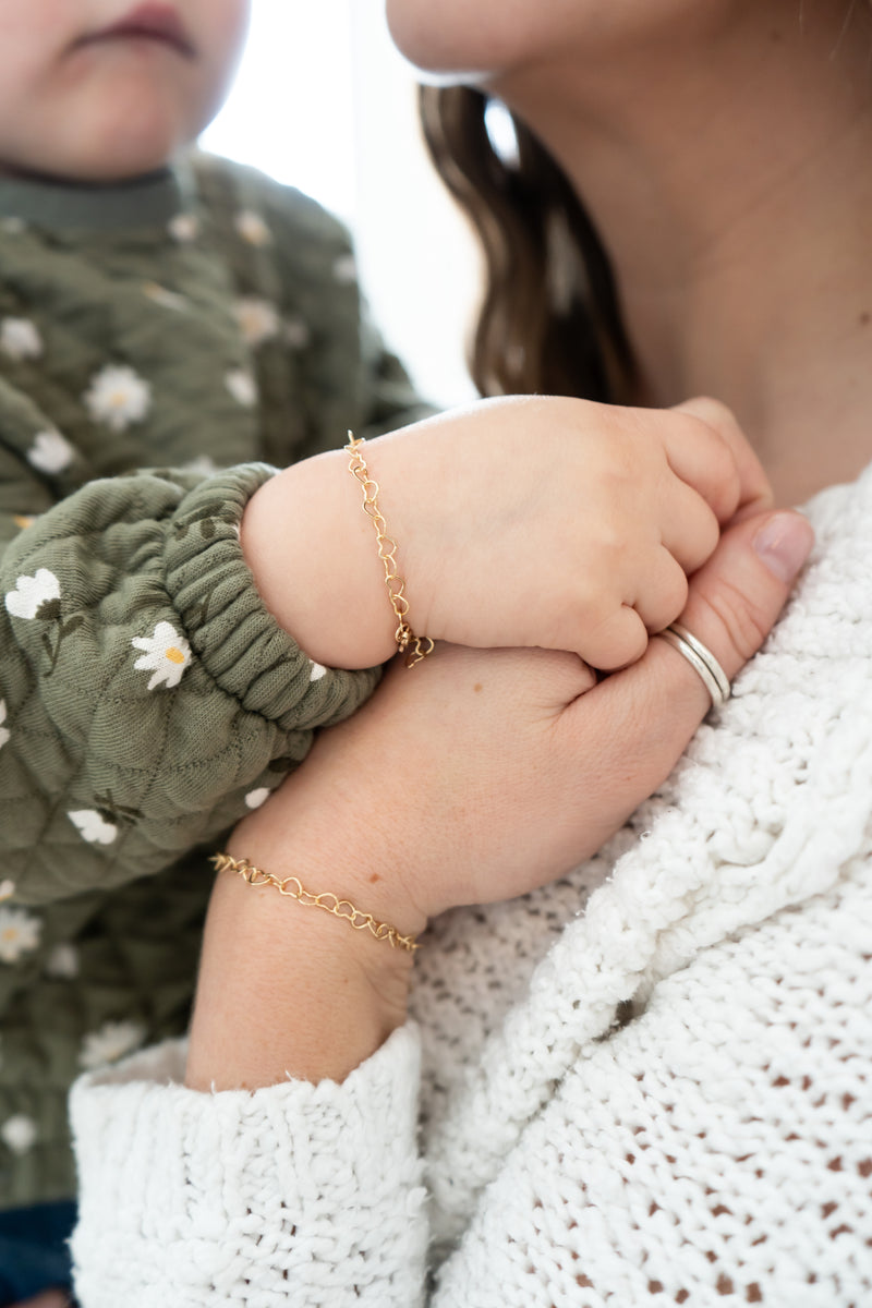 Gold Heart Link Chain Bracelet