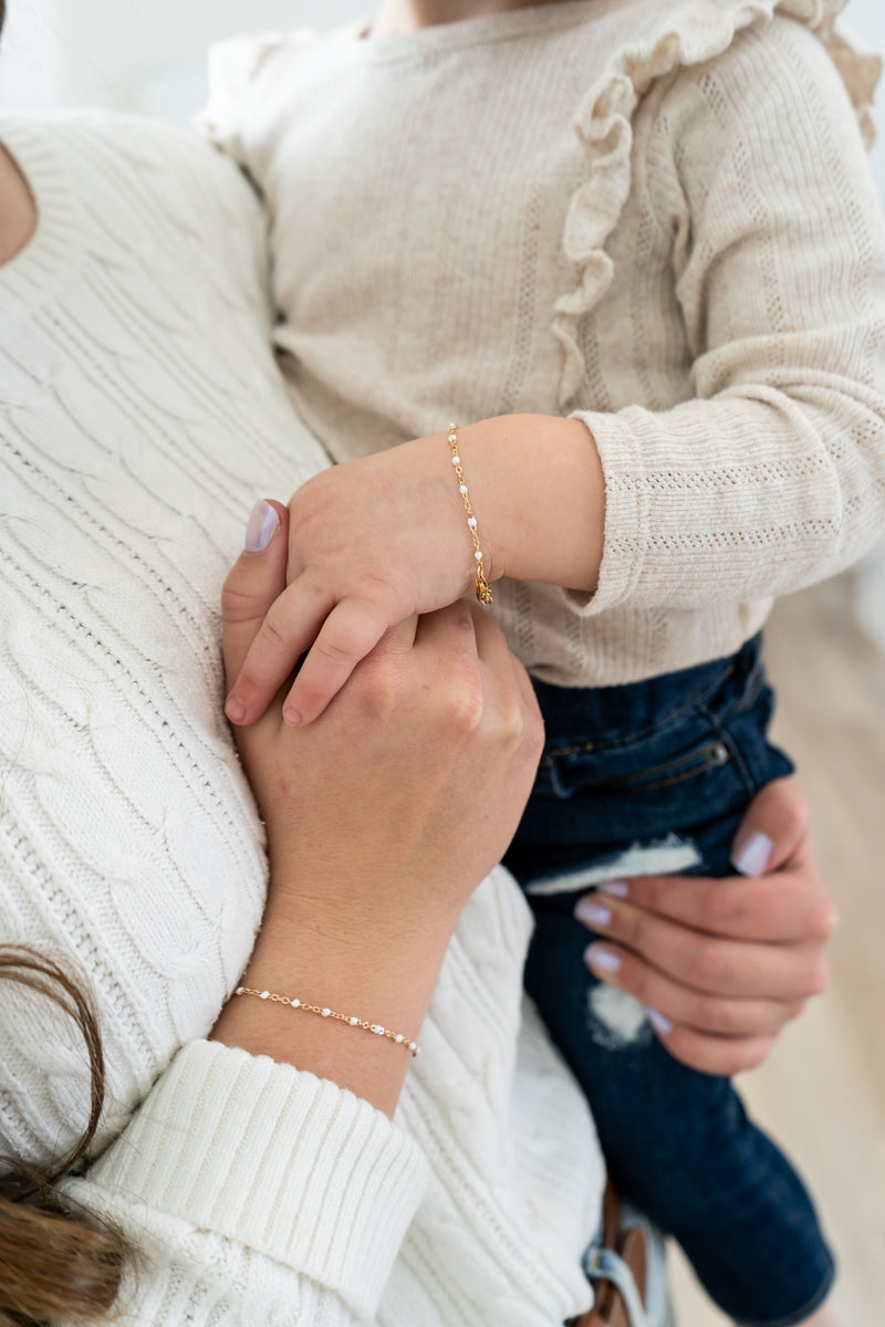 White Enamel Chain Bracelet