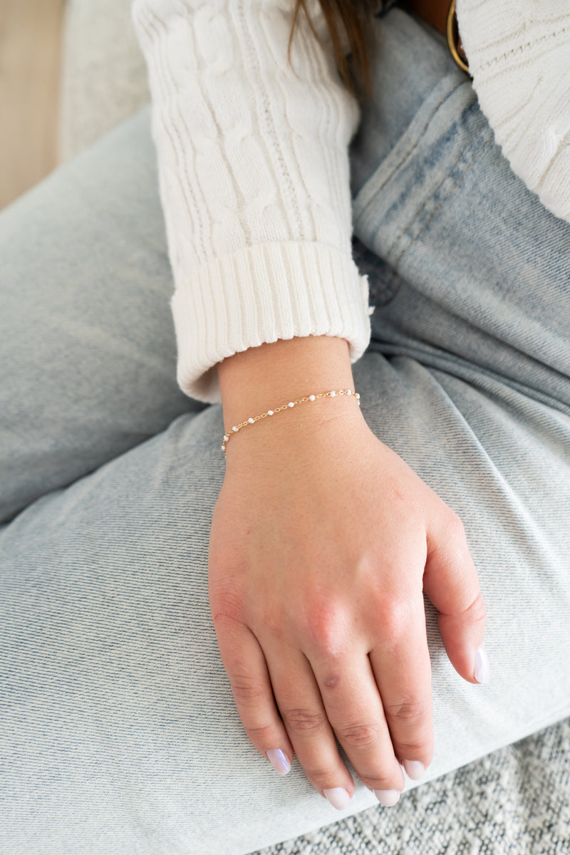 White Enamel Chain Bracelet