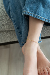 Gold Heart Link Chain Anklet