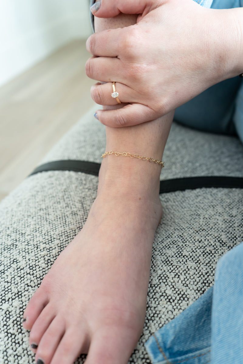 Gold Heart Link Chain Anklet