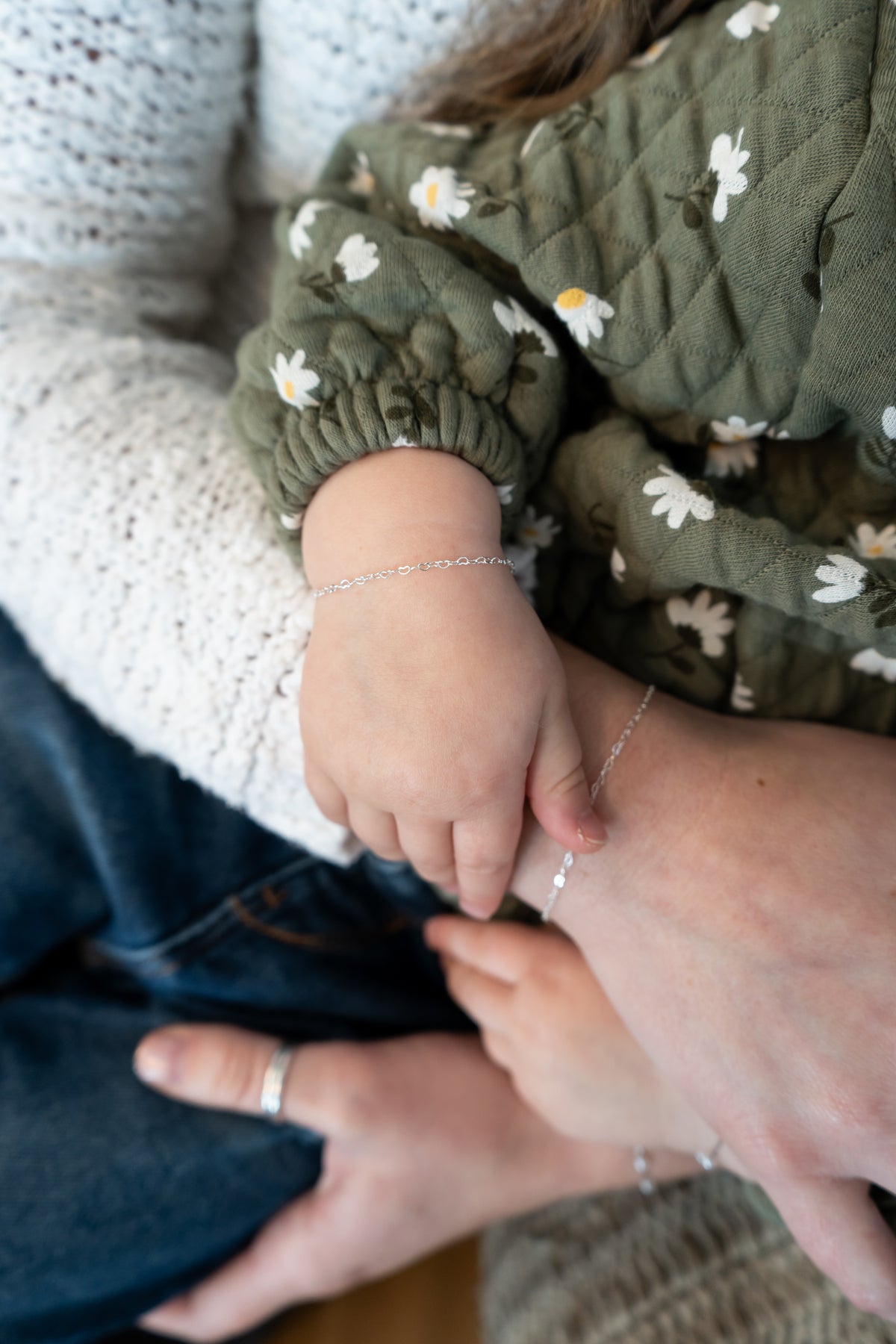 Mini Silver Heart Link Chain Bracelet