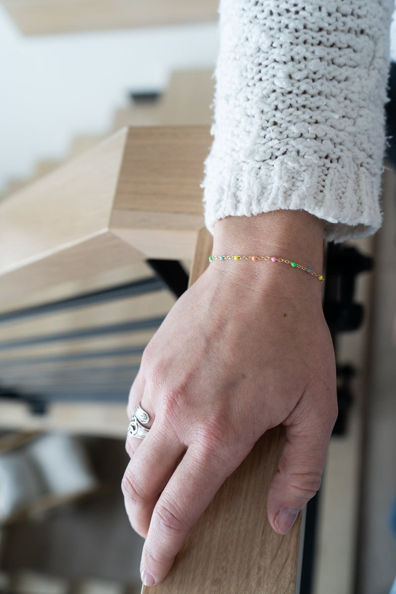 Rainbow Enamel Chain Bracelet