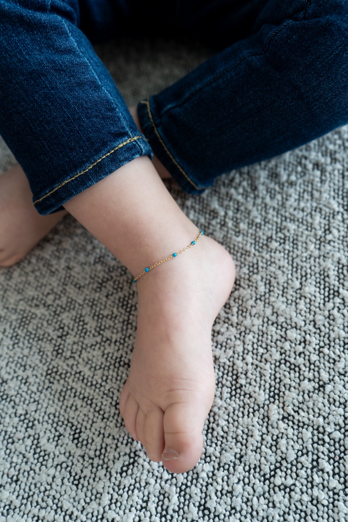 Blue Enamel Chain Anklet