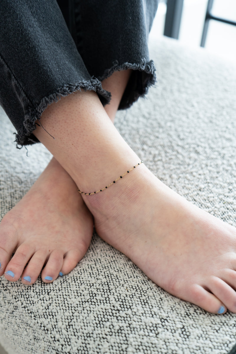 Black Enamel Chain Anklet