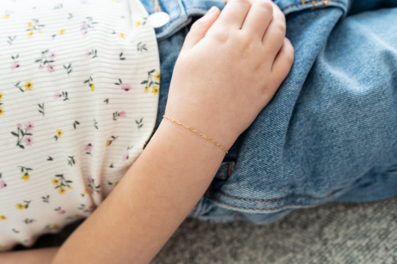 Mini Gold Heart Link Chain Bracelet