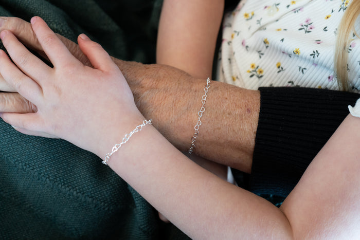 Silver Heart Link Chain Bracelet