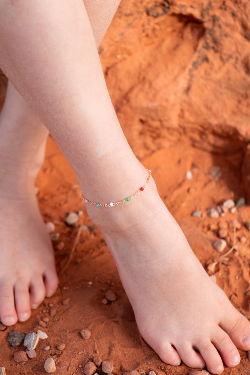 Rainbow Enamel Chain Anklet