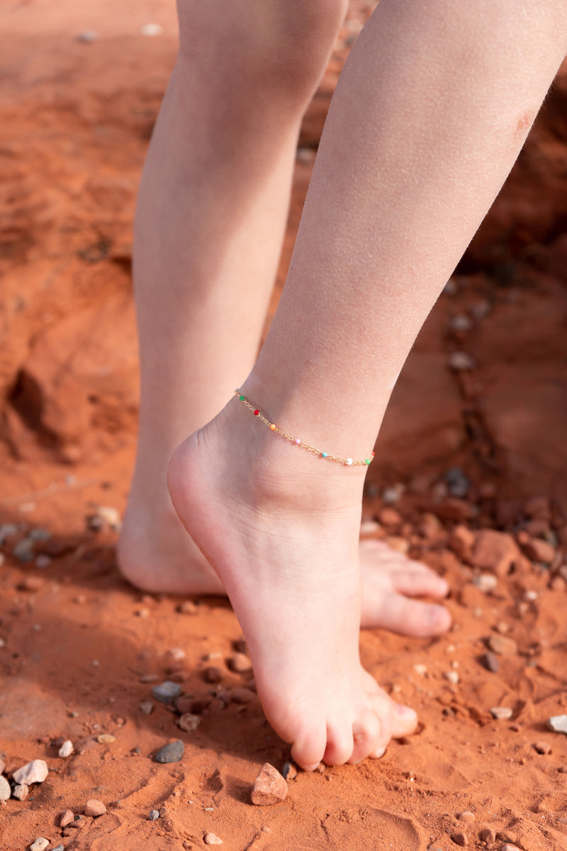 Rainbow Enamel Chain Anklet