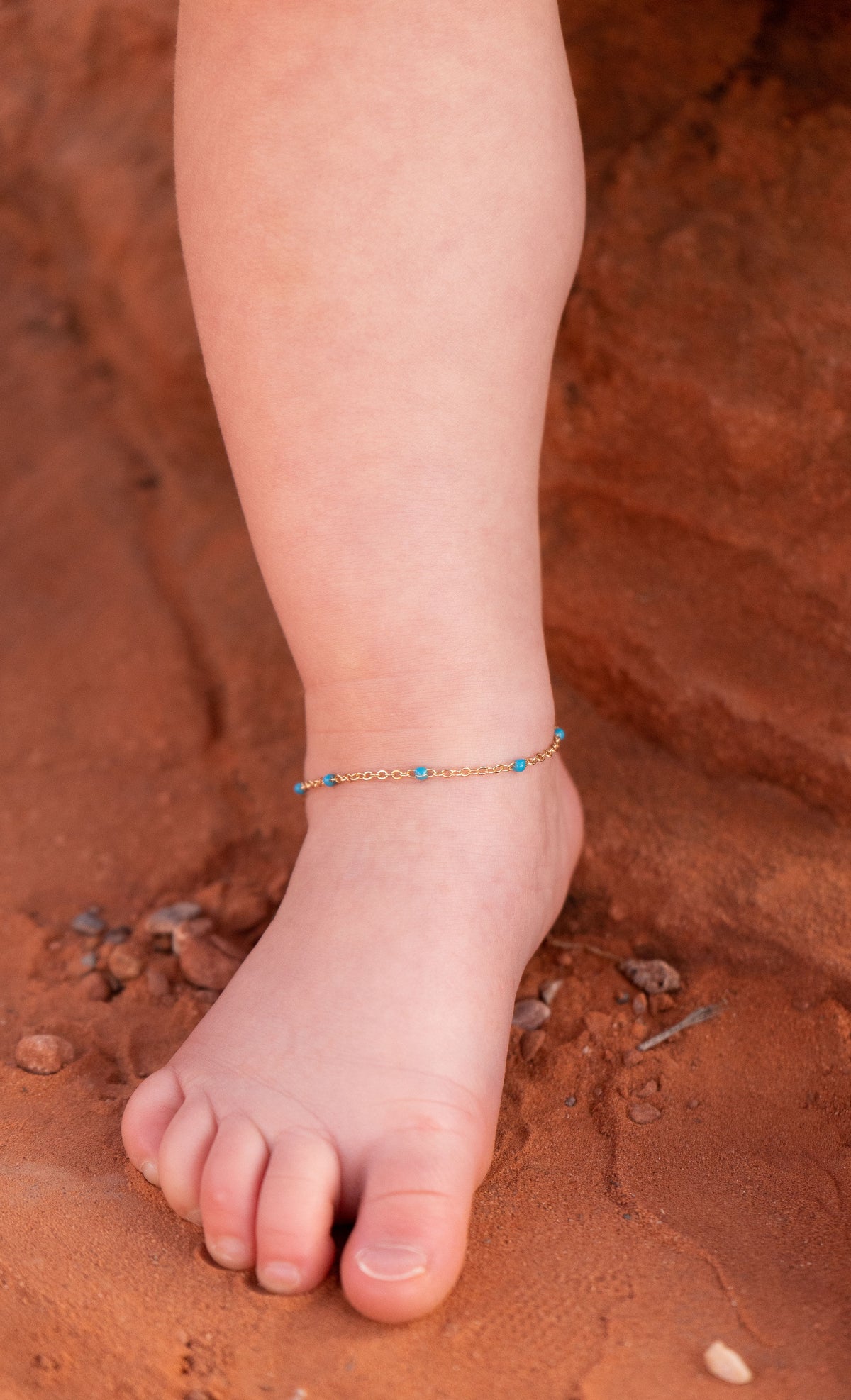 Blue Enamel Chain Anklet