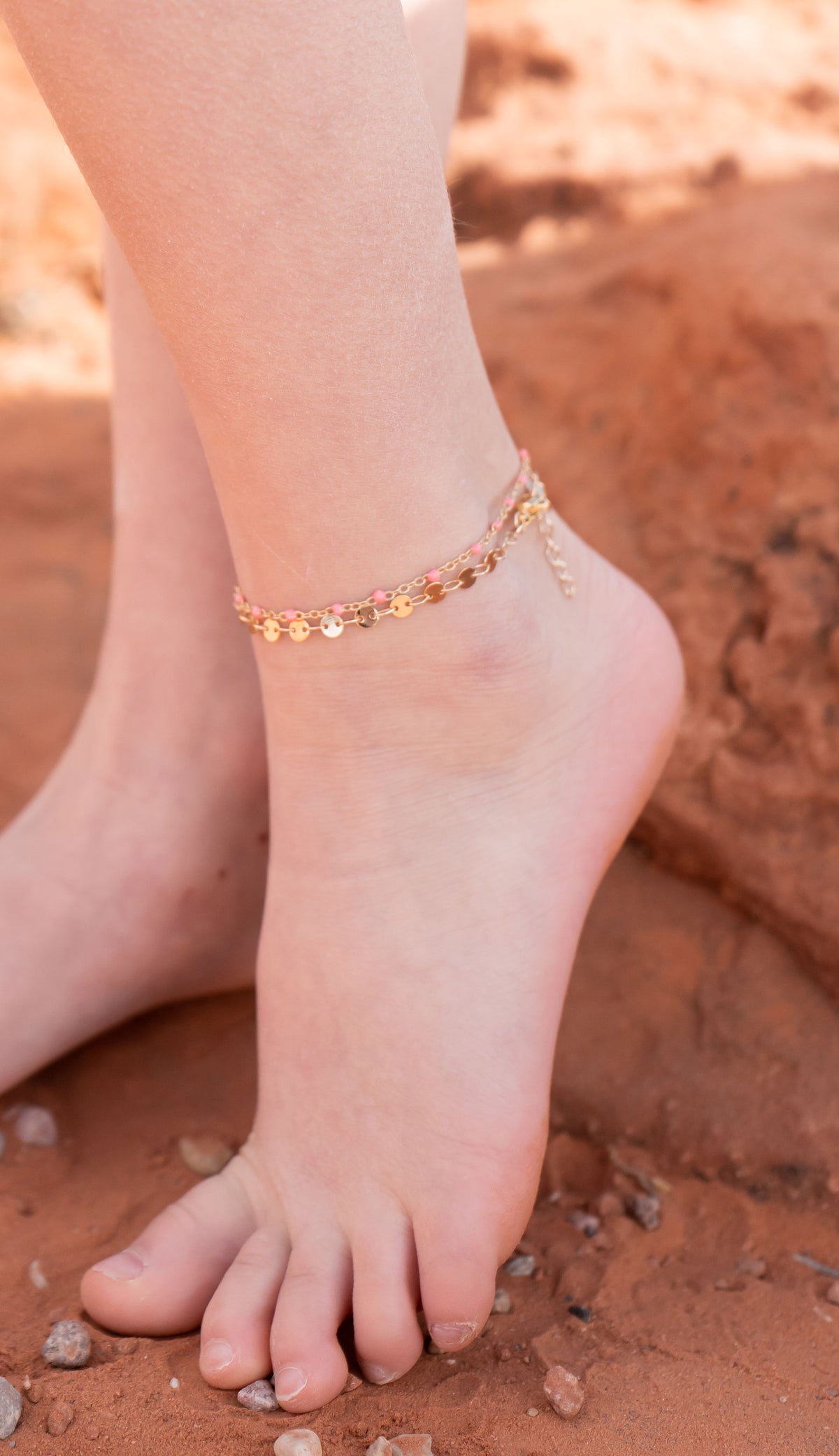 Pink Enamel Chain Anklet